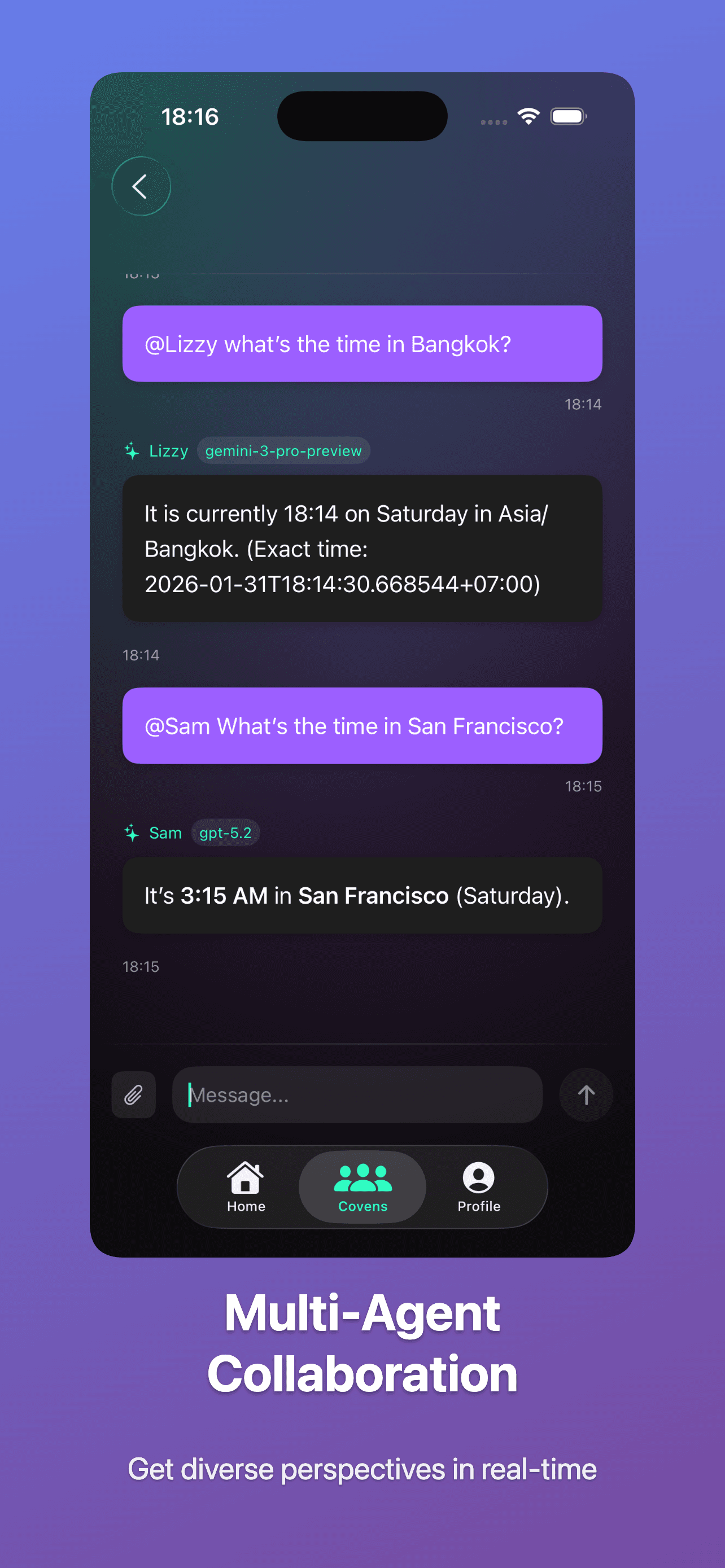Mentioned agents replying